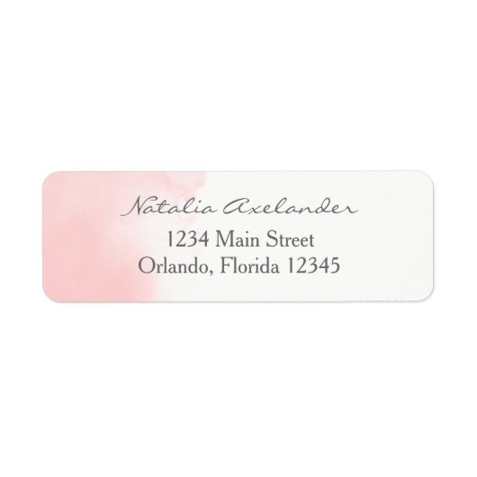 赤面ピンクウォーターカラー差出人住所ラベル ラベル (正面)