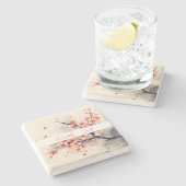 赤面ピンクウォーターカラー桜結婚ズストーンコースター ストーンコースター (横)