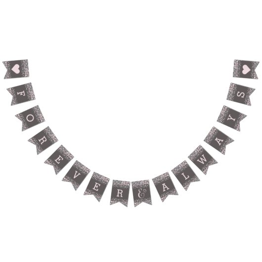 赤面ピンクウォーターカラー紙吹雪結婚ズフォーエバー バンティングフラッグ (全)