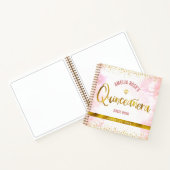 赤面ピンクウォーターカラー金ゴールドキンセアニラゲストブック ノートブック (内部)