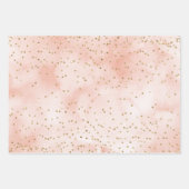 赤面ピンクウォーターカラー金ゴールドクリスマスツリー ラッピングペーパーシート (正面3)