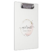 赤面ピンクウォーターカラー金ゴールドサークルフローラリース クリップボード (右)