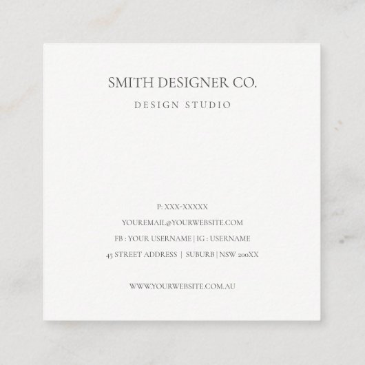 赤面ピンクウォーターカラー金ゴールドサークルフローラリース スクエア名刺 (裏面)