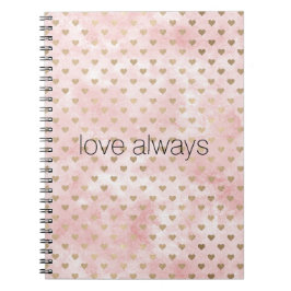 赤面ピンクウォーターカラー金ゴールドハート ノートブック