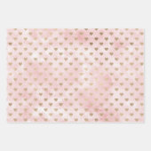 赤面ピンクウォーターカラー金ゴールドハート ラッピングペーパーシート (正面)
