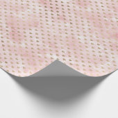 赤面ピンクウォーターカラー金ゴールドハート ラッピングペーパー (角)