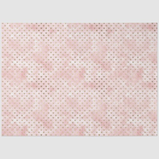 赤面ピンクウォーターカラー金ゴールドハート 薄葉紙 (正面)