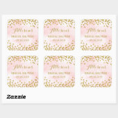 赤面ピンクウォーターカラー金ゴールド紙吹雪ブライダルシャワー スクエアシール (シート)