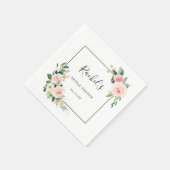 赤面ピンクウォーターカラー開花ブライダルシャワー スタンダードカクテルナプキン (角)