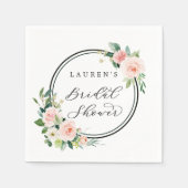 赤面ピンクウォーターカラー開花ブライダルシャワー スタンダードカクテルナプキン (正面)