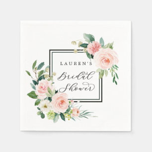 赤面ピンクウォーターカラー開花ブライダルシャワー スタンダードカクテルナプキン