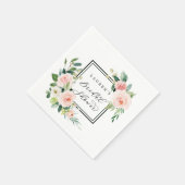 赤面ピンクウォーターカラー開花ブライダルシャワー スタンダードカクテルナプキン (角)