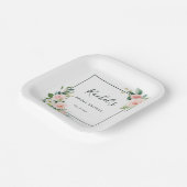 赤面ピンクウォーターカラー開花ブライダルシャワー ペーパープレート (傾斜あり)