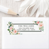 赤面ピンクウォーターカラー開花差出人住所 ラベル (インサイチュ)