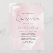 赤面ピンクウォーターカラー15誕生日キンセアニラ 招待状 (正面/裏面)