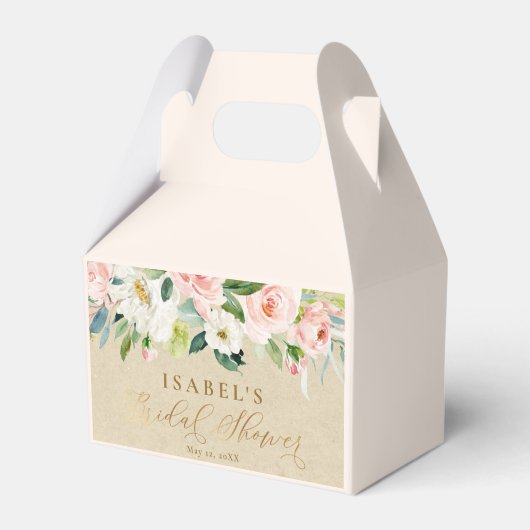 赤面ピンクウォーターカラー&クラフト素朴ブライダルシャワー フェイバーボックス (正面サイド)