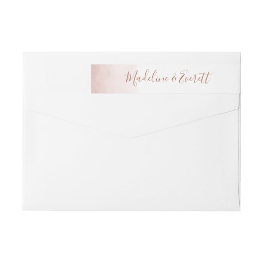 赤面ピンクウォーターカラー&バラ金ゴールド結婚ズ ラップアラウンドラベル (裏面)