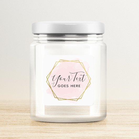 赤面ピンクウォーターカラー&モダン金ゴールド幾何学的シック スクエアシール