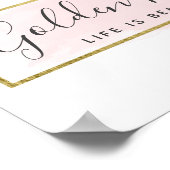 赤面ピンクウォーターカラー&モダン金ゴールド幾何学的シック ポスター (角)