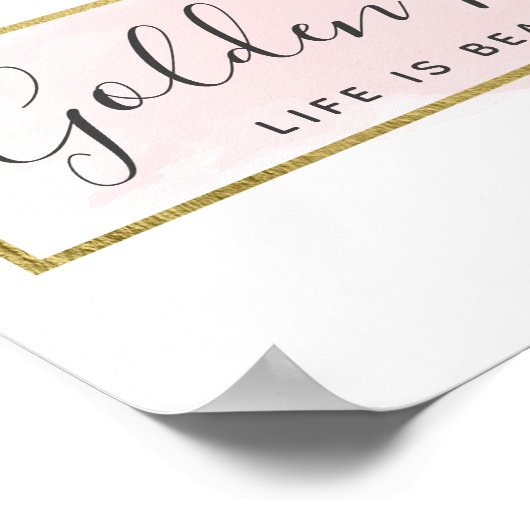 赤面ピンクウォーターカラー&モダン金ゴールド幾何学的シック ポスター (角)