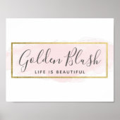 赤面ピンクウォーターカラー&モダン金ゴールド幾何学的シック ポスター (正面)