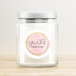 赤面ピンクウォーターカラー&モダン金ゴールド幾何学的シック ラウンドシール