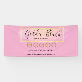 赤面ピンクウォーターカラー&モダン金ゴールド幾何学的シック 横断幕