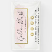 赤面ピンクウォーターカラー&モダン金ゴールド幾何学的シック 横断幕 (縦)