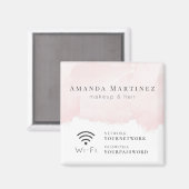 赤面ピンクウォーターカラーWi-Fiサイン マグネット (正面/裏面)