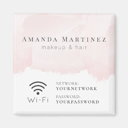 赤面ピンクウォーターカラーWi-Fiサイン マグネット (正面)