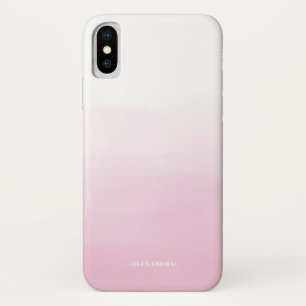 赤面ピンクウォーターグラデーション色パーソナライズされた iPhone X ケース