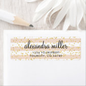 赤面ピンクウォーターストライプカラー金ゴールドフェイクフォイルドット ラベル (インサイチュ)