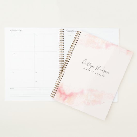 赤面ピンクウォーターフェミニンカラーメイクアップアーティストノート プランナー手帳 (ディスプレー)
