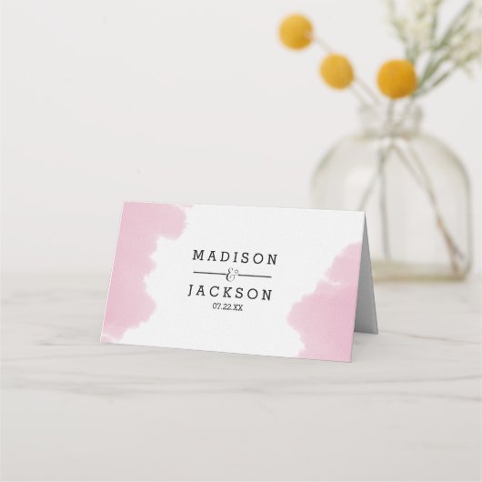 赤面ピンクウォーターモダンカラーテーブル番号 プレイスカード (裏面)