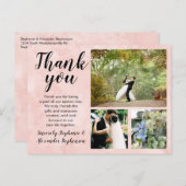 赤面ピンクウォーター結婚カラーありがとうありがとう3 Photo ポストカード (正面/裏面)