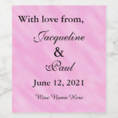 赤面ピンクウォーター結婚カラーありがとう ワインラベル (シングルラベル)