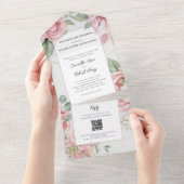 赤面ピンクウォーター結婚カラー オールインワン招待状 (貼ってはがせる)