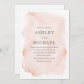 赤面ピンクウォーター絵を描カラースプラッシュ結婚ズ 招待状 (正面/裏面)