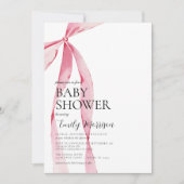 赤面ピンクウォーター色のボーガールベビーシャワー 招待状 (正面)
