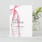 赤面ピンクウォーター色のボーガールベビーシャワー 招待状 (スタンド正面)