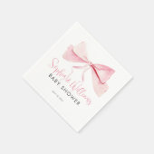 赤面ピンクウォーター色のリボン女の子ベビーシャワー スタンダードカクテルナプキン (角)