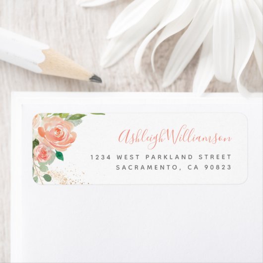 赤面ピンクウォーター色の牡丹ユーカリ緑 ラベル (インサイチュ)