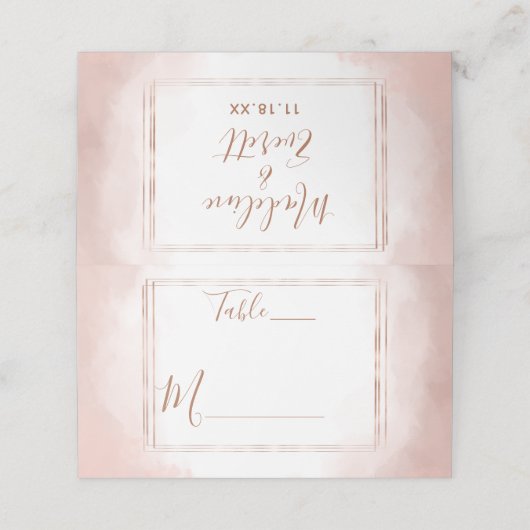 赤面ピンクウォーター色バラ金ゴールドフレームテーブル番号 プレイスカード (外部開封)