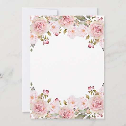 赤面ピンクウォーター色フローラガール確認 招待状 (裏面)