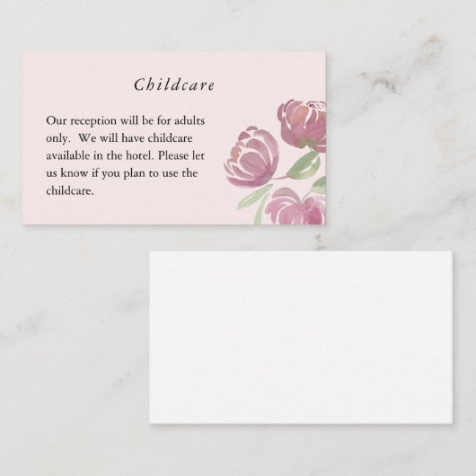 赤面ピンクウォーター色フローラキッドフリー結婚ズカード エンクロージャーカード (正面/裏面)