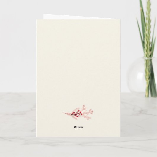 赤面ピンクウォーター色フローラクリスマスツリー折り畳み シーズンカード (裏面)