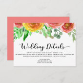 赤面ピンクウォーター色フローラ結婚の詳細情報 招待状 (正面/裏面)