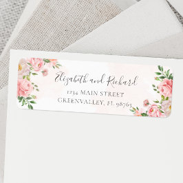 赤面ピンクウォーター色フローラ緑のアドレス ラベル