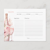 赤面ピンクウォーター色ブライダルシャワーレシピカード エンクロージャーカード (正面)