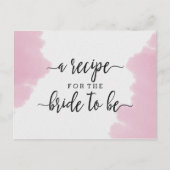 赤面ピンクウォーター色ブライダルシャワーレシピカード ポストカード (正面)